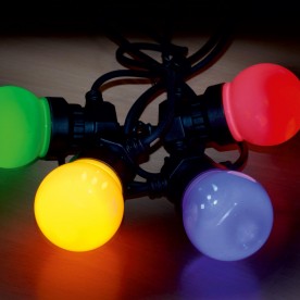 Sorolható party fényfüzér, LED-es, kültéri, 10 színes gömb, 5 m - LPL 10M
